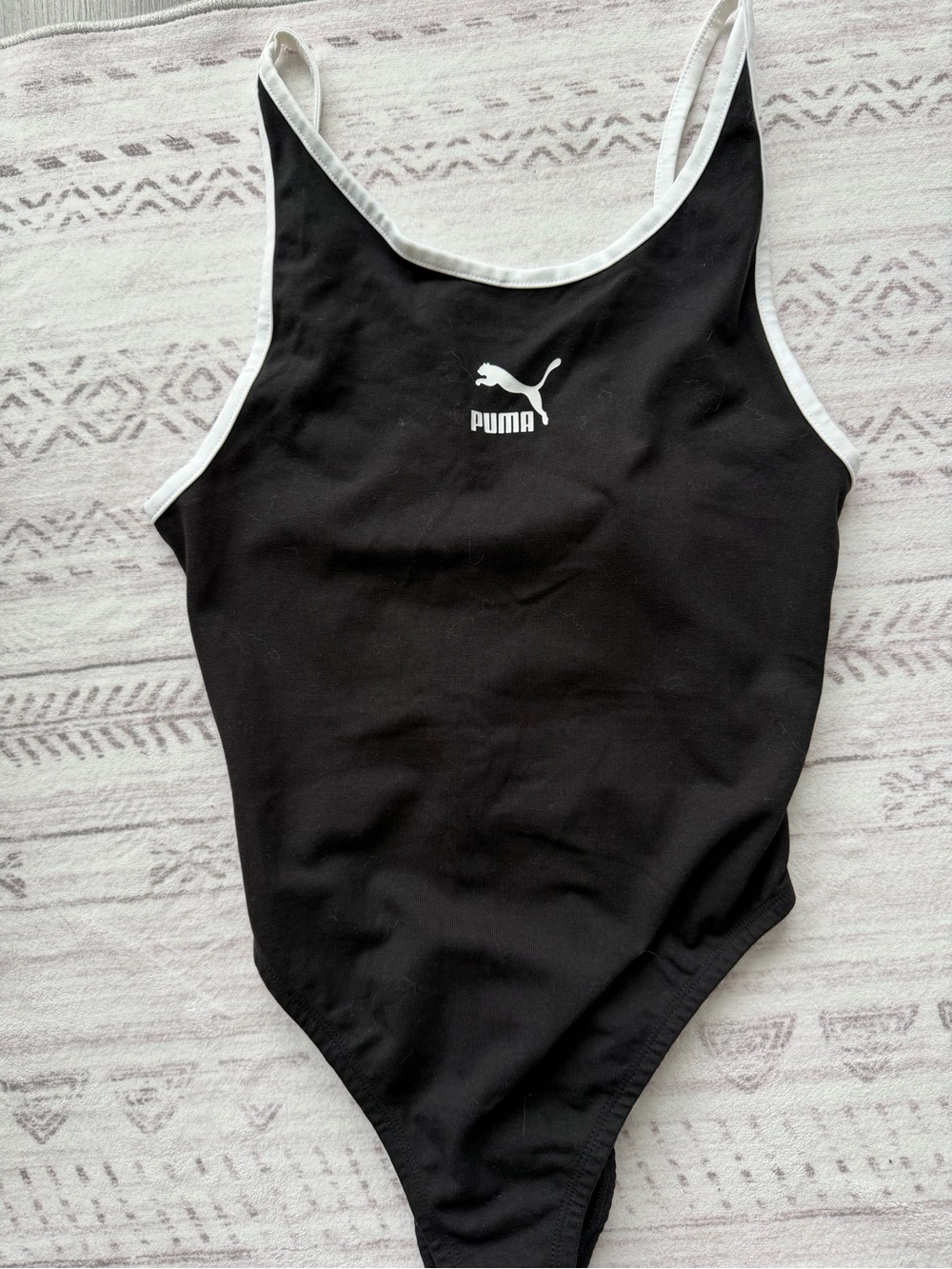 PUMA Women’s Black & White Sleeveless Bodysuit – Size S